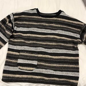 Stripped neutral oversized crew neck